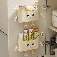 Innovative Wall-Mounted Storage Device, No-Drill Plastic Organizer Box, Multi-Function Compartment Storage Container, Suitable For Bedroom And Bathroom, Wall-Mounted Plastic Storage Box For Bedroom And Bathroom, Multi-Function Divided Storage Box - Multicolor - View 4