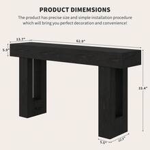 63" Long Console Table For Entryway, Rectangular Wooden Side Table For Behind The Sofa, Farmhouse Style Entry Table For Entryway, Hallway Or Living Room. - 黑色 - 查看 8