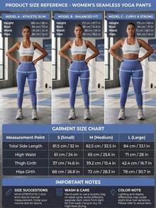 sin costuras de cintura alta de unicolor para uso diario, fitness y yoga para mujeres - Azul 3 - Ver 7
