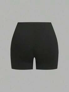 2 piezas Leggings básicos casuales de unicolor para mujer de talla grande, aptos para el verano - Negro 2 - Ver 3