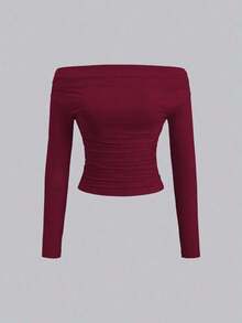 de 3 piezas Blusa corta de manga larga y hombros descubiertos para mujer, cómoda y amigable con la piel, ajuste ceñido - Multicolor 10 - Ver 4