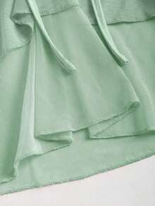 Top de tirantes de cuello halter de unicolor, uso diario simple, estilo Y2K para mujer - verde menta - Ver 5