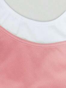Top sin mangas de color contrastante, casual y de moda para el verano - Rosa - Ver 3