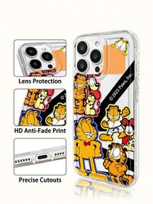 Ốp điện thoại Garfield nhẹ, chống trượt và chống rơi vỡ, phù hợp với các dòng điện thoại hoạt hình anime như iPhone 17, 17Air, 17pro, 17promax, 11, 12, 13, 15, 16pro, 16promax, 14Plus, 15Plus, 16Plus, 15pro, 16promaxXR. Hãy gửi quà tặng ngày lễ cho bạn bè và gia đình với ốp điện thoại được đóng gói trong hộp. - Trong sáng - Xem 3