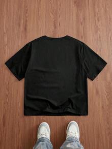 Camiseta SWAVVY de Corte Recto para Hombre, Talla Estándar, Blanca, con Estampado de Periódico, para Verano 7EXN - Negro - Ver 5