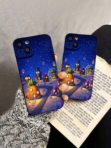 Bob Esponja Pantalones Cuadrados noche estrellada azul naranjafunda de teléfono Fundas compatibles con ,Apple,VIVO,OPPO,,, y Honor.Fabricadas en silicona TPU,ofrecen protección contra golpes y caídas. - Negro - Ver 5