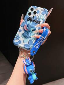 Disney Lilo And Stitch Phone Case : 3D Fluffy Pattern Border Protector Phone Soft Phone Case With A Free Cute Stitch Bracelet Chain Lanyard, Stitch, Lilo, Angel, For Apple 17 Promax 17 Pro 16 15 14 13 12 11 Pro Max XS Max X XR Soft Cover Summer Phone Case - trắng - Xem 4