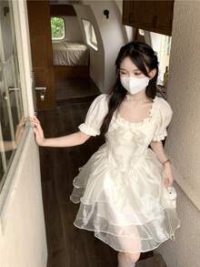 Women Long Dresses - 杏色 - 查看 5