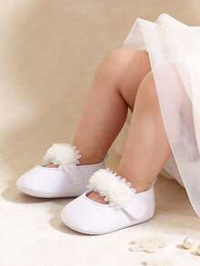 Giày búp bê Mary Jane cho bé gái sơ sinh, có nơ, đế mềm chống trơn trượt, giày tập đi cho bé sơ sinh và trẻ nhỏ, giày công chúa. - trắng - Xem 2
