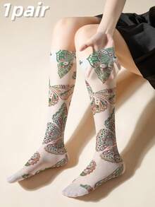 1/3 đôi tất dài đến đầu gối họa tiết bướm 3D phong cách Bohemian, tất dài thoáng khí kiểu dáng tự nhiên, tất mỏng nhẹ phù hợp cho mặc hàng ngày và hẹn hò, mùa xuân/hè. - Nhiều màu - Xem 7