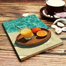 Sổ tay bìa cứng A5, nước cam bên hồ bơi mùa hè. - màu đen - Xem 5