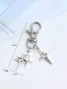 1pc Retro Alloy Four-Pointed Star Pants Chain, Versatile Fashion Bag Charm Accessory, Suitable For Daily Wearrave Festival Outfit - Silver - View 6