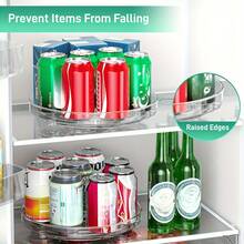 4pcs Large 9.5 Inch (24.9cm) Thickened Plastic Turntable Storage Bins With Non-Slip Base And Rotating Rack, Space-Saving Kitchen Organizer, Suitable For Restaurant, Office, Refrigerator, Perfect For Small Kitchen And Countertop - Round - View 7