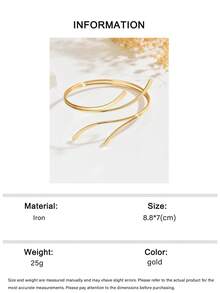 1 pieza Brazalete de metal liso ajustable y retorcido de diseño abierto, elegante y personalizado, adecuado para festivales de música, fiestas de baile y eventos - Dorado - Ver 7