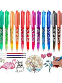 Bộ 12 bút xóa được, ngòi cỡ trung bình 0.5mm, thích hợp cho người lớn, trẻ em, học sinh, trường học, văn phòng phẩm, quà tặng - 12 màu bao gồm xanh dương, đen, đỏ, xanh lá cây, xanh nhạt, cam, tím, đỏ hồng, nâu, xanh lá nhạt, vàng, hồng - Thích hợp cho mùa tựu trường, Halloween, Lễ Tạ ơn, Giáng sinh, sinh nhật và các dịp khác. - Nhiều màu - Xem 9