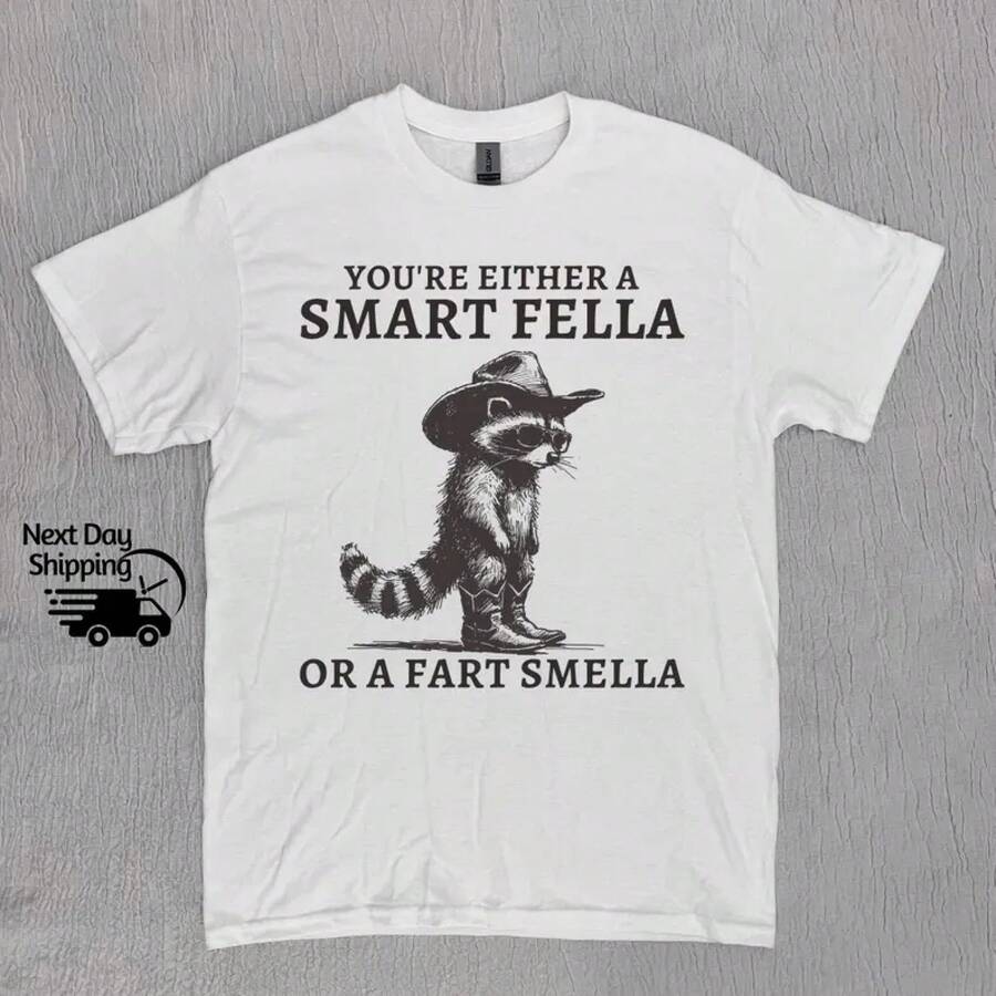 1 Piece, "Smart Guy" Raccoon Print T-Shirt, Western Humor, Couple Set S-3XL, Unisex, Urban Fashion, Summer Casual, Elegant Style For Women, Cotton Crew Neck T-Shirt, Everyday Wear | Perfect Holiday Gift | 100% Cotton Fabric | Soft And Comfortable | Crew Neck T-Shirt | - 白色 - 查看 1