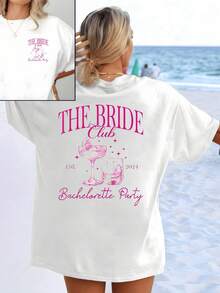 Sparkling Cups And Pink Stars Symbolize Celebration, Freedom, And Female Unity For A Special Night Filled With Joy And Memories. Elegant And Comfortable Double-Sided Party T-Shirt For Women. - 白色 - 查看 8