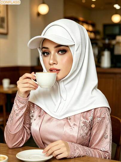 Muslim Sports Hijab Cap With Visor, Breathable Stretch One-Piece Hijab Hat For Outdoor, Running, Daily Wear Sun Protection Hijab Cap With Brim, Quick Dry Solid Color Instant Hijab With Built-In Baseball Cap For Women