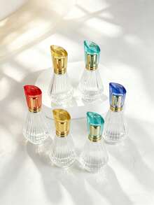 1組 30ml 空可填充透明條紋玻璃香水噴霧瓶，附5色鑽石切割瓶蓋、超細霧噴頭及免費3合1填充工具，防漏便攜，適合DIY香水、旅行必備，女性女孩禮物 - 彩色 - 查看 1