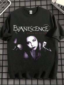 One Evans Band Retro Rock T-Shirt With A Flat Heatsink Print, Featuring The Iconic Graphic Design, Made From 100% Soft, High-Quality Pure Cotton, Machine Washable, Loose-Fitting Urban Style, Unisex Short-Sleeve T-Shirt, Suitable For Music Culture Lovers, Streetwear Enthusiasts, And Alternative Rock Fans. Cotton T-Shirt - 黑色 - 查看 7