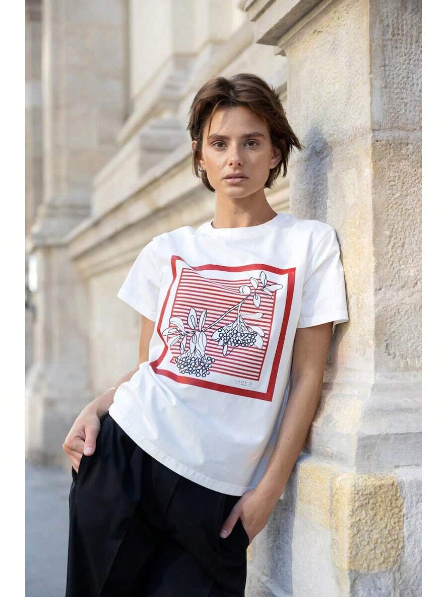 Camiseta "Rowan" en paleta de rojos – Símbolo de fuerza y resiliencia | Gift for Herblusas para mujer>camisa blusas para dama - Blanco - Ver 1