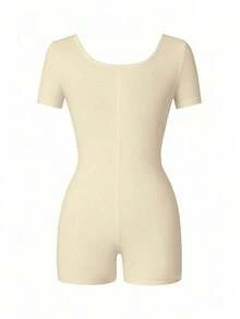 Mono de mujer , escote en U, silueta minimalista, ropa interior moldeadora cómoda, casual, sexy, versátil para exteriores, viajes, fiesta en la playa, vacaciones en el campo, vacaciones, Pascua, graduación, regreso a la escuela, mono de verano, ajust - Amarillo claro - Ver 6