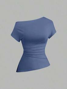 Camiseta casual asimétrica de hombro para mujer - Multicolor 10 - Ver 6