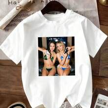 Sabrina Inspired Graphic T-Shirt, Unisex Vintage Pop Culture Style Graphic T-Shirt, Relaxed Fit, Perfect For Concerts And Summer Looks - 白色 - 查看 3