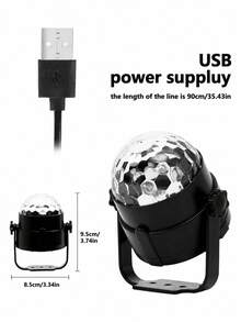 LED Crystal Magic Ball RGB Disco Ball Light - 7 Modes Remote Control Stage Laser Light, Perfect For Home Room Party, KTV, Wedding, Room Decoration, Etc.! - Black - View 12