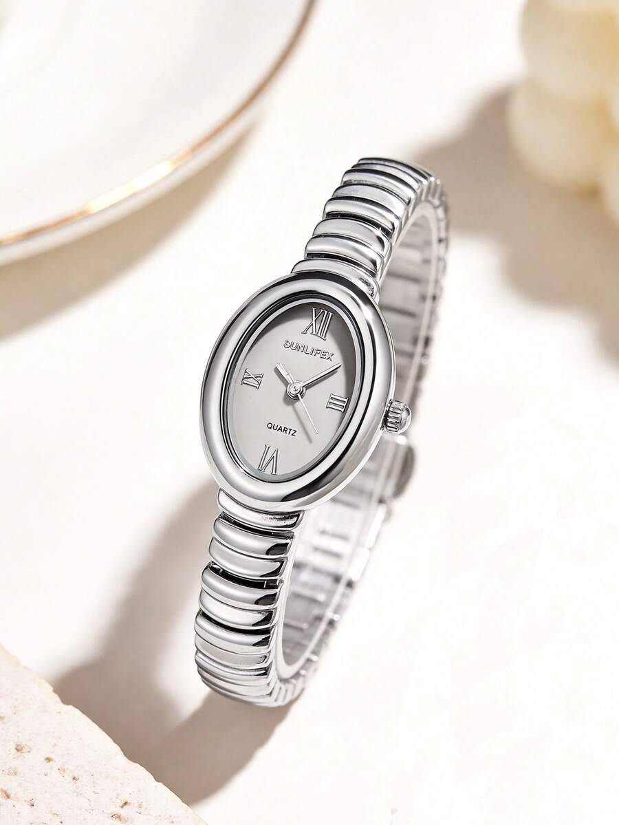 1pc Luxury Retro Women's Quartz Watch, Crystal-Encrusted Teardrop Dial, High-Quality Alloy Material, Retro Metal Bracelet Strap, Elegant Minimalist Luxury Style. Perfect For Casual Outings, Work Commute, Parties, Weddings, And More. An Exquisite Gift For Wife, Sister, Best Friend, Family On Birthdays, Anniversaries, Mother's Day, And Other Special Occasions. Refined Women's Watch Accessory