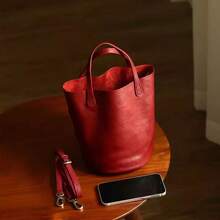Nuova borsa secchiello vintage esclusiva, primavera estate 2026, grande capacità e sensazione di alta qualità, multifunzionale come borsa a mano, borsa a spalla e borsa a tracolla, ideale per il lavoro e l'uso quotidiano. - Rosso - Visualizzare 5