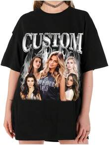 LucBuy Custom Pirate Rap T-Shirts, Oversized Sweatshirt With Custom Retro Face Text And Photos, Graphic Face Crew Neck Casual Drop Shoulder Hoodies Gifts - 樣式 3 - 查看 8