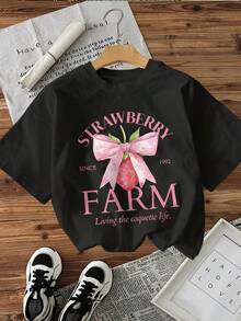 Graphic Print T-Shirt, Casual Short Sleeve Round Neck Top For Summer And Spring, Women's Clothing - 黑色 - 查看 6
