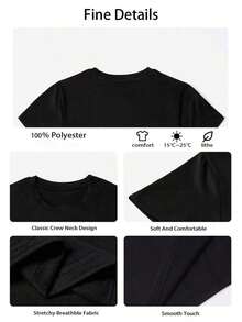 Plus Size Women's Casual Summer T-Shirt With A Print Of A Woman Holding Drinks, Featuring A Round Neck And Short Sleeves, A Sweet And Fresh Style, Versatile And Fashionable, In Black. - 黑色 - 查看 3