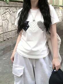 Women's Short-Sleeved T-Shirt, Round Neck, Loose Fit For Summer - 白色的 - 查看 3