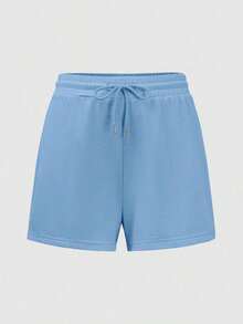 3 piezas Pantalones cortos deportivos casuales de cintura elástica y cordón de unicolor - Rosa - Ver 11