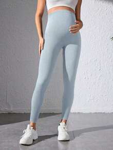 Leggings deportivos de maternidad negros sin costuras - Gris - Ver 5