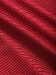 1 pieza Camiseta de manga corta ajustada con cuello anudado y hombros descubiertos para salidas de verano, Crop Tops para mujeres - Rojo - Ver 8