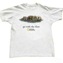 Camiseta Unisex "Go With The Flow" de National Geographic, Regalo Adecuado Para Todas Las Temporadas, Hecha de Algodón Puro, Transpirable y Cómoda.Un excelente regalo de cumpleaños y para las fiestas para amigos.Camisetas para Hombre, Camisetas para Mujer. GSJG - Blanco - Ver 1