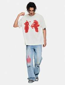 Camiseta Gráfica Oversize para Hombre Vamtac, Estilo Y2k Vintage con Diseño de Flecha de Cupido, Manga Corta, Ropa Urbana 2JHC - Blanco - Ver 6