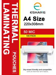 100 Pack Clear Thermal Laminating Pouches, Hold A4 Sheet(220*308mm), 50/60/70mic Thickness, Round Corner, Letter Size, Office And School Supplies - A4 - View 8