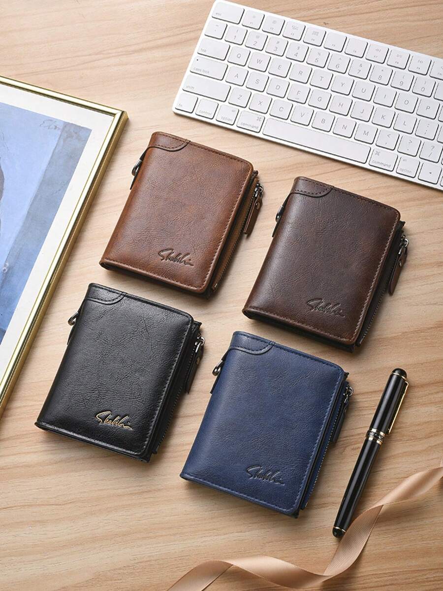 New Men's Short Zipper Wallet, Multi-Card Slots Large Capacity Card Holder Portable,Fathers Day Gifts