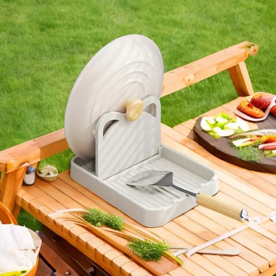 Organizador de cocina vertical plegable, soporte creativo con forma de oreja de gato para tapas de ollas, puede sostener cucharas, espátulas, pinzas, disponible en negro, beige y gris - Multicolor - Ver 1