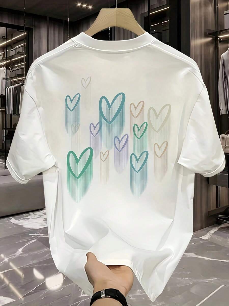 Nueva camiseta de manga corta para mujer de 180 g,% algodón - Camiseta casual versátil con estampado de verano para hombre - Camiseta con estampado de verano para parejas - Unisex - Regalo para vacaciones - Blanco - Ver 1