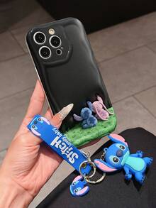 Disney Lilo And Stitch Phone Case : 3D Fluffy Pattern Border Protector Phone Soft Phone Case With A Free Cute Stitch Bracelet Chain Lanyard, Stitch, Lilo, Angel, For Apple 17 Promax 17 Pro 16 15 14 13 12 11 Pro Max XS Max X XR Soft Cover Summer Phone Case - 白色 - 查看 2