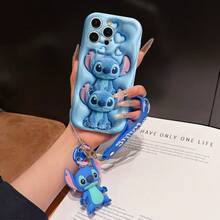 Disney Lilo And Stitch Phone Case : 3D Fluffy Pattern Border Protector Phone Soft Phone Case With A Free Cute Stitch Bracelet Chain Lanyard, Stitch, Lilo, Angel, For Apple 17 Promax 17 Pro 16 15 14 13 12 11 Pro Max XS Max X XR Soft Cover Summer Phone Case - 白色 - 查看 1