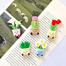 5/10 Cute Potted Plant-Shaped Fridge Magnets, Adorable And Creative Decorative Stickers, Customizable, Suitable For Kitchens, Offices, Whiteboards, Fridges, Etc. - Plant - View 5