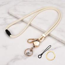 1 pieza Cordón desprendible para maestros con carrete retráctil para tarjetas de identificación, cordón para teléfono con anillos de llave dorados, cordón para llaves para trabajadores de oficina, mujeres - Multicolor - Ver 8