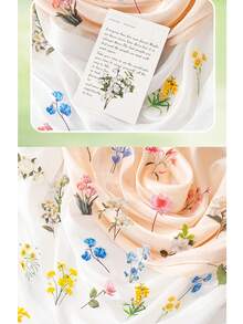 40 piezas/paquete Pegatinas florales de PET, materiales de decoración de flores para scrapbooking, diario, manualidades DIY - A - Ver 5