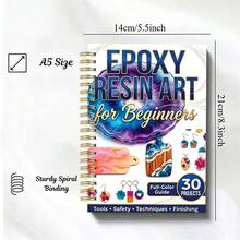 1 pieza Cuaderno de espiral de arte de resina epoxi A5, adecuado para registrar el proceso de creación artística, diario con cuentagotas, adecuado para principiantes, profesionales, artistas de resina y entusiastas - Resina epoxi 013 - Ver 4